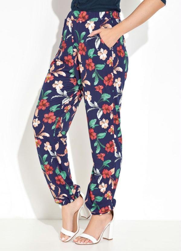 Imagem principal Calça Floral Marinho com Bolsos Funcionais Moda Pop Moda Pop