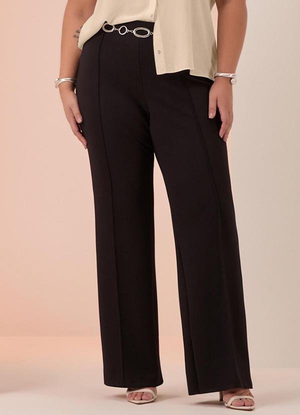 Imagem principal Calça Reta com Nervuras Plus Size Diagonal Preto Lunender Mais Mulher Lunender Mais Mulher