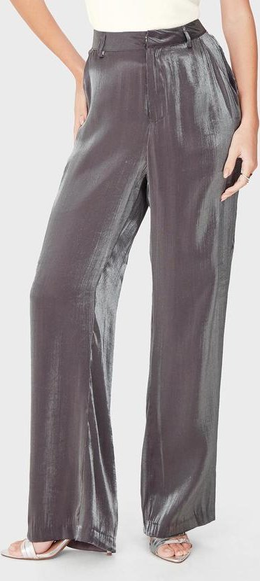 Imagem principal Calça Reta em Acetinado Glow Cinza Grafite Enfim Enfim