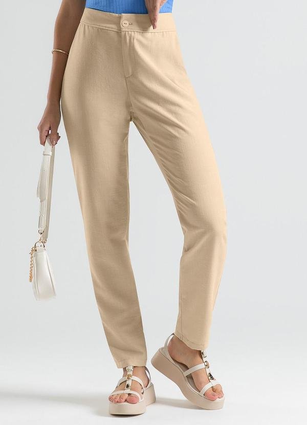 Imagem principal Calça Reta em Tecido Texturizado Amarelo Claro Cativa Cativa