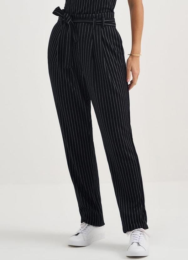 Imagem principal Calça Reta de Malha Risca de Giz Preto Dany Principessa Principessa