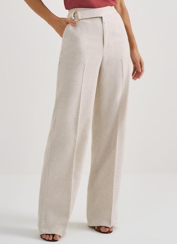 Calça Wide Leg de Linho Natural Briele