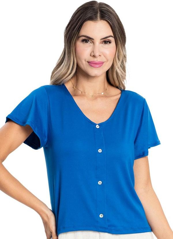 Imagem principal Camisa Feminina Malha Delicate com Botões Azul Rovitex Rovitex