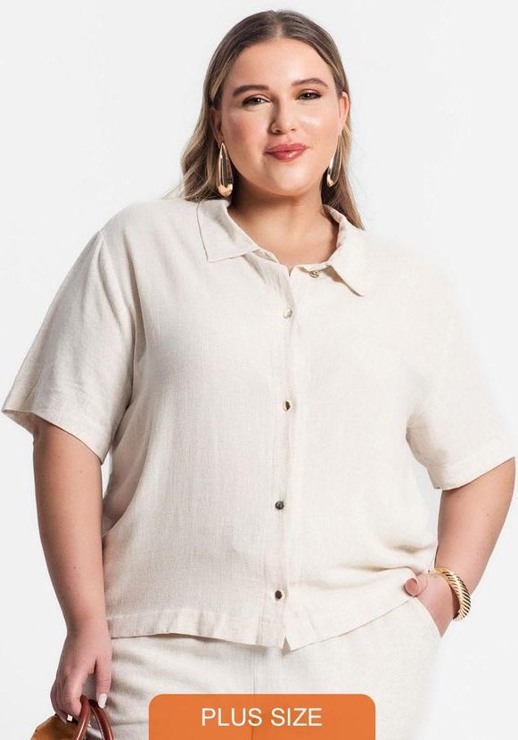 Imagem principal Camisa Linho Strong Feminina Bege Secret Glam Secret Glam