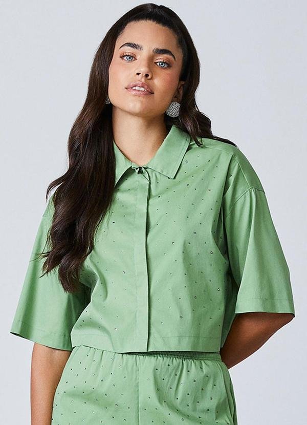 Imagem principal Camisa Cropped Verde com Strass Verde Authoria Authoria