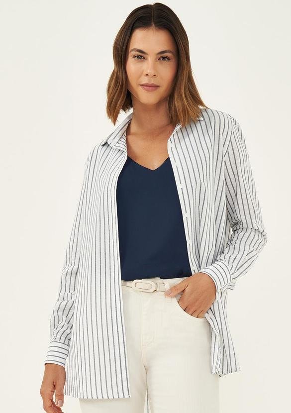 Imagem principal Camisa de Algodão Listrado Off e Marinho Tiany Principessa Principessa