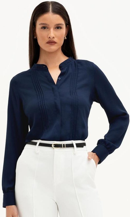 Imagem principal Camisa de Crepe com Pregas Frontais Azul Valéria Principessa Principessa