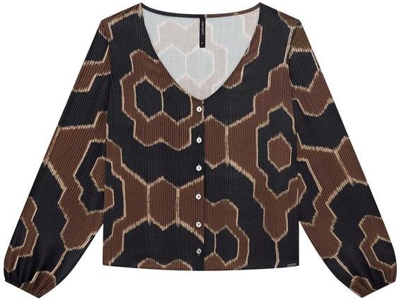 Imagem principal Camisa Estampada em Viscose com Manga Longa Bufante Marrom Lunender Lunender