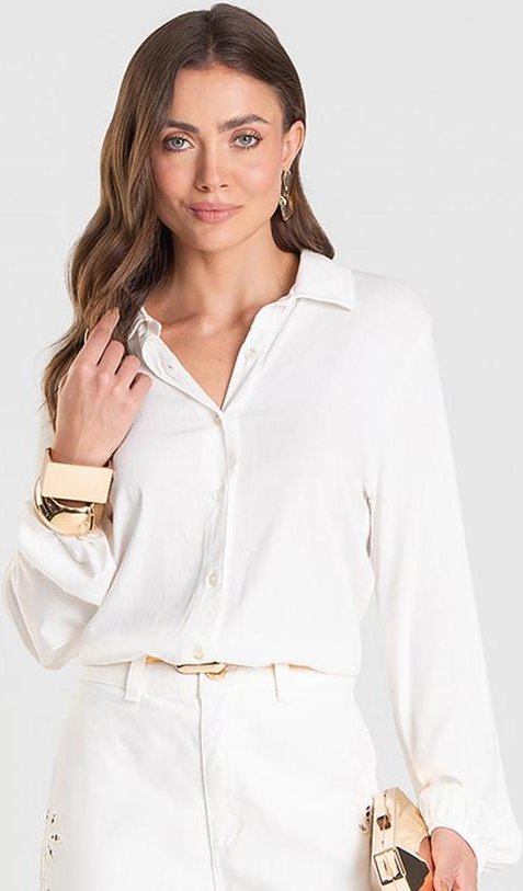 Camisa Feminina de Tecido Bege