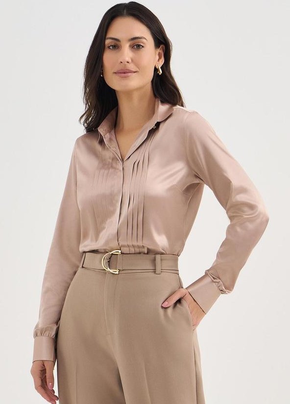 Imagem principal Camisa em Cetim Mocha Mousse Amélia