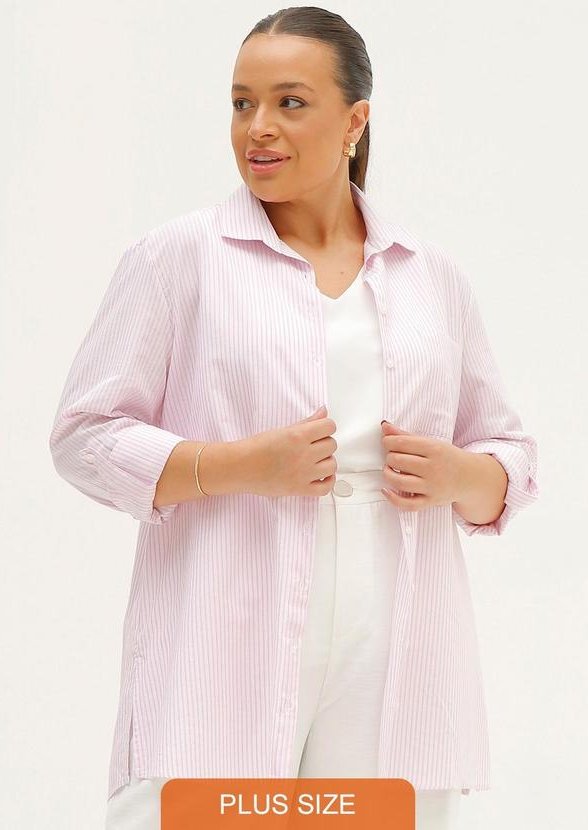 Imagem principal Camisa Oversized Listrada Elora Rosa e Off White Principessa Principessa