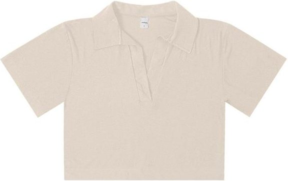 Blusa Feminina Manga Curta em Visco Bege