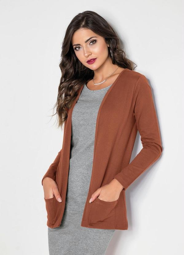 Imagem principal Blazer em Moletinho Manga Longa com Bolso Telha Moda Pop Moda Pop