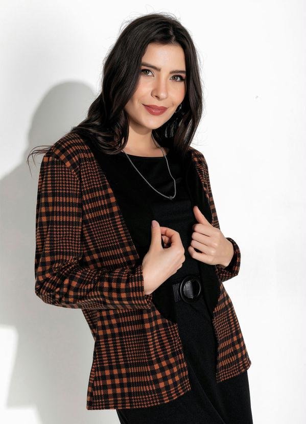 Blazer Xadrez Marrom com Manga