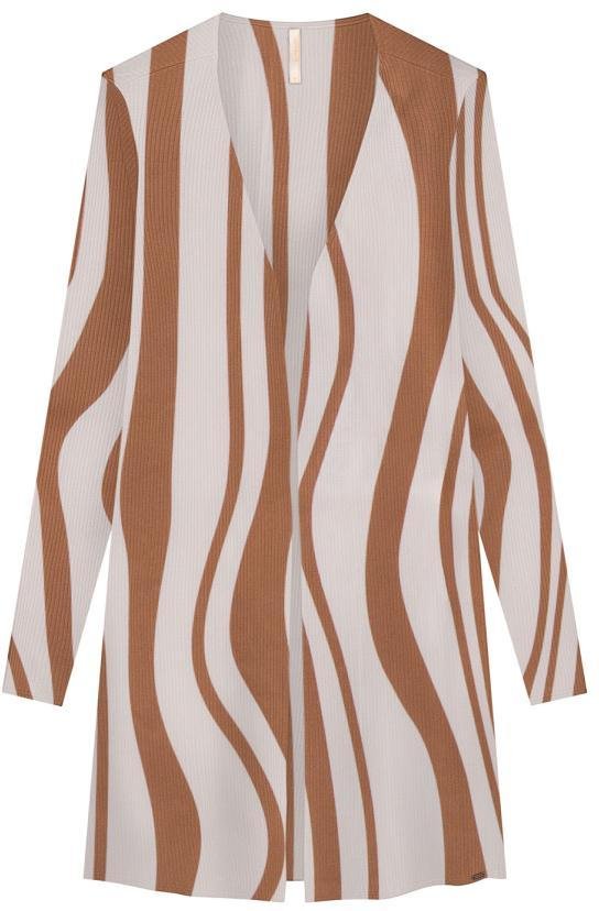 Imagem principal Cardigan Alongado Canelado Estampado Bege Lunender Lunender