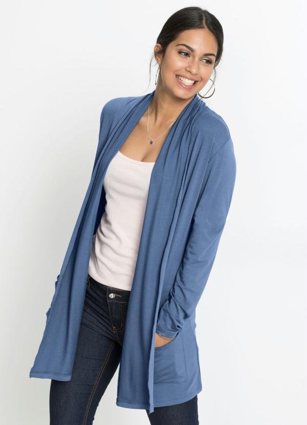 Imagem principal Cardigan Alongado com Bolsos Azul Claro bonprix bonprix
