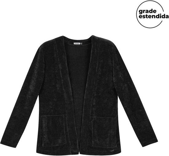 Imagem principal Cardigan Feminino Alongado com Bolsos Preto Marialícia Marialícia