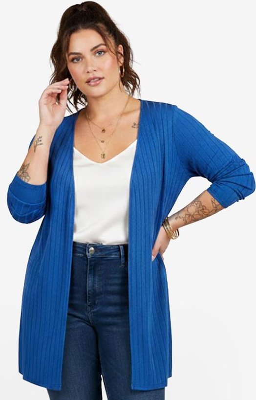 Imagem principal Cardigan Feminino Canelado Azul INFINITA COR INFINITA COR