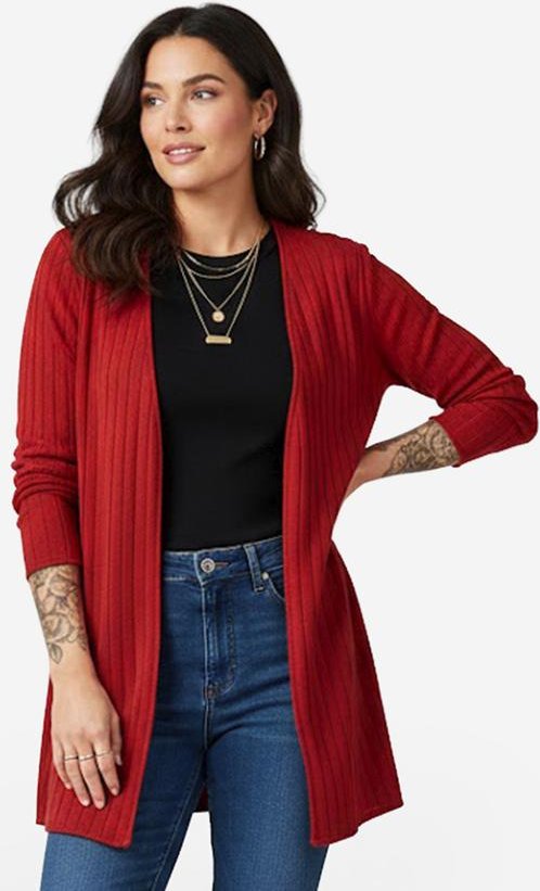 Imagem principal Cardigan Feminino Canelado Laranja INFINITA COR INFINITA COR