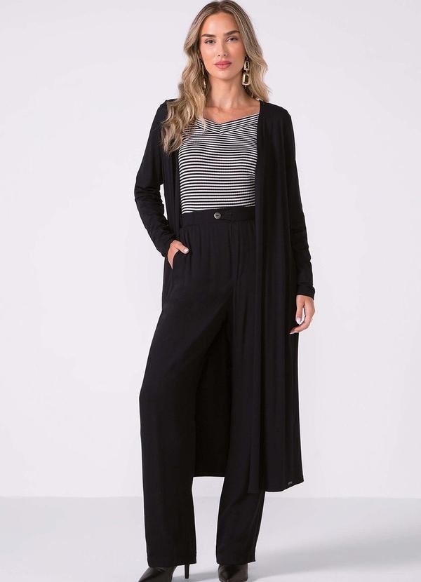 Imagem principal Cardigan Feminino Longo com Bolso Preto Marialícia Marialícia