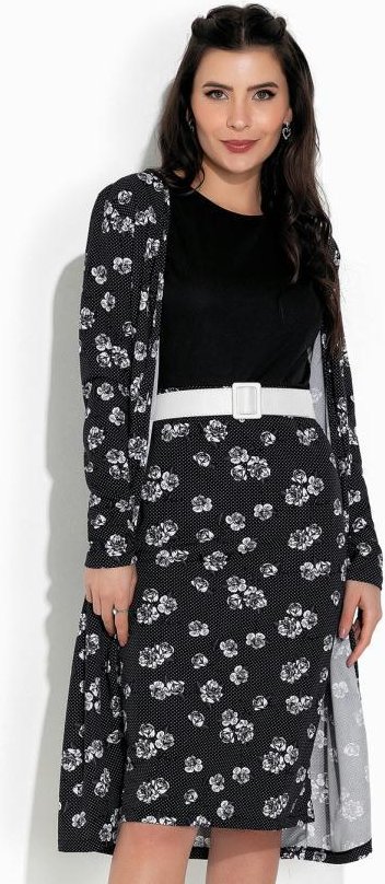 Cardigan Floral Preto Alongado
