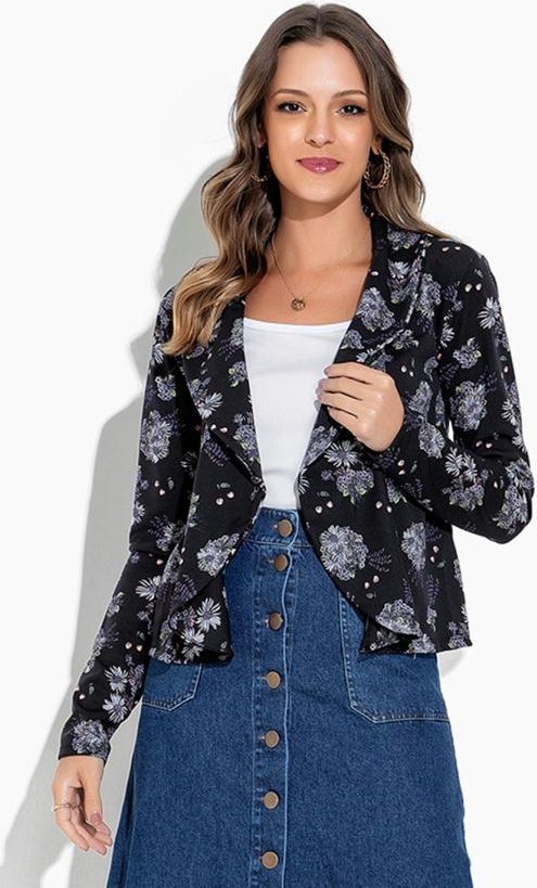 Imagem principal Cardigan Floral Preto com Gola Rosalie Rosalie