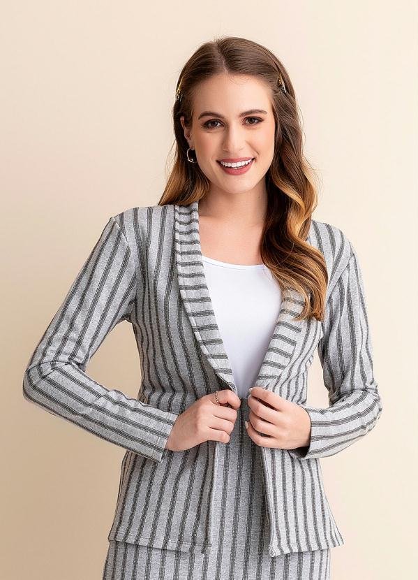 Blazer Mescla Listrada com Manga