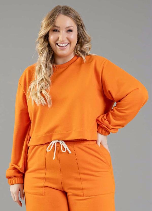 Imagem principal Blusão Cropped Moletom Adulto Laranja JUST BASIC JUST BASIC