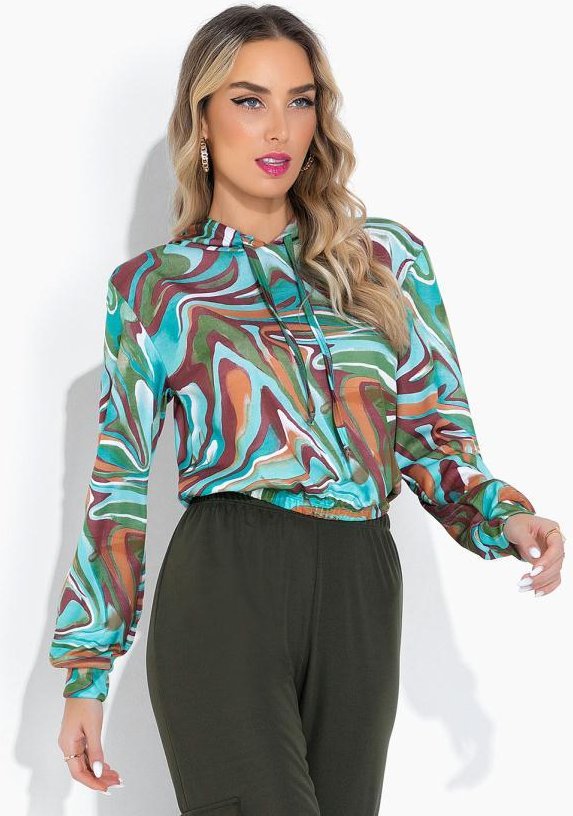 Imagem principal Casaco Efeito Líquido Turquesa com Capuz Moda Pop Moda Pop