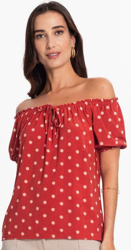 Imagem principal Blusa Ciganinha de Bolinha Marrom Rovitex Rovitex