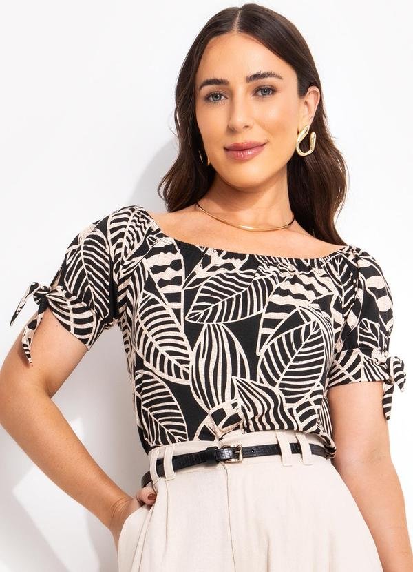 Imagem principal Blusa Folhagem Neutra em Malha de Viscose bonprix bonprix