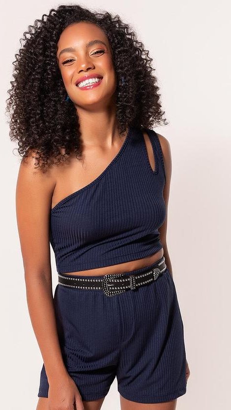 Imagem principal Conjunto Azul Marinho em Canelado Moda Pop Moda Pop