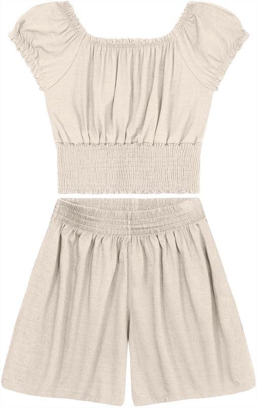 Conjunto Blusa com Shorts em Viscose Bege