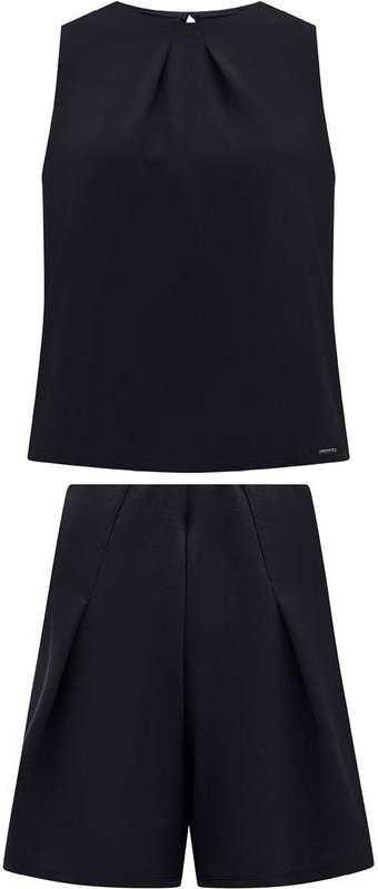 Conjunto com Blusa e Shorts em Malha Preto