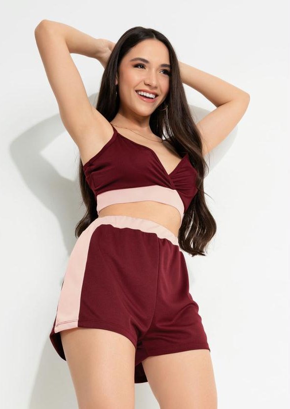 Imagem principal Conjunto com Recortes Bordô e Rosa Moda Pop Moda Pop