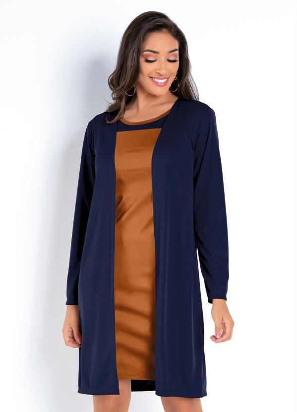 Imagem principal Conjunto Marinho e Carame com Vestido e Cardigan Moda Pop Moda Pop