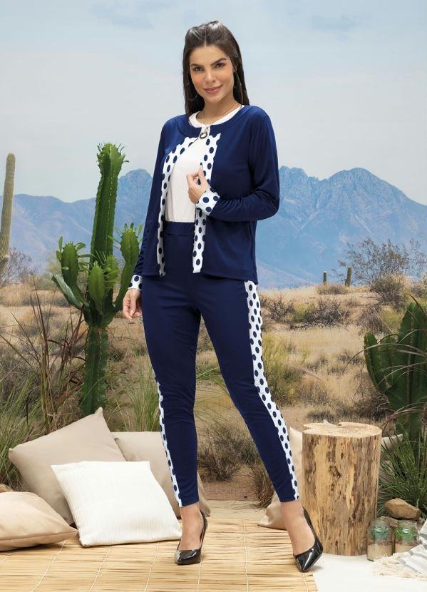 Imagem principal Conjunto Poá Marinho com Recortes Moda Pop Moda Pop