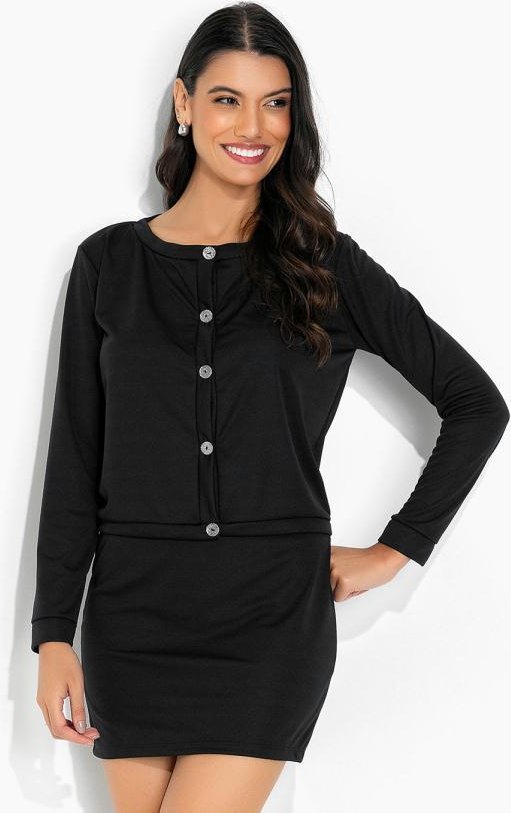 Imagem principal Conjunto Preto Casaco com Fechamento em Botões Moda Pop Moda Pop