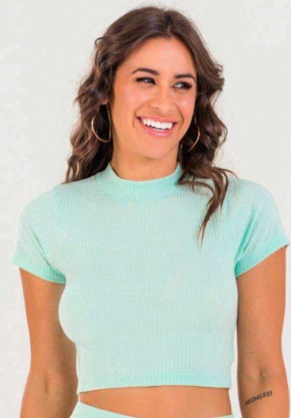 Imagem principal Blusa Cropped Gola Alta Canelada Verde Sea Meu Jeans Meu Jeans