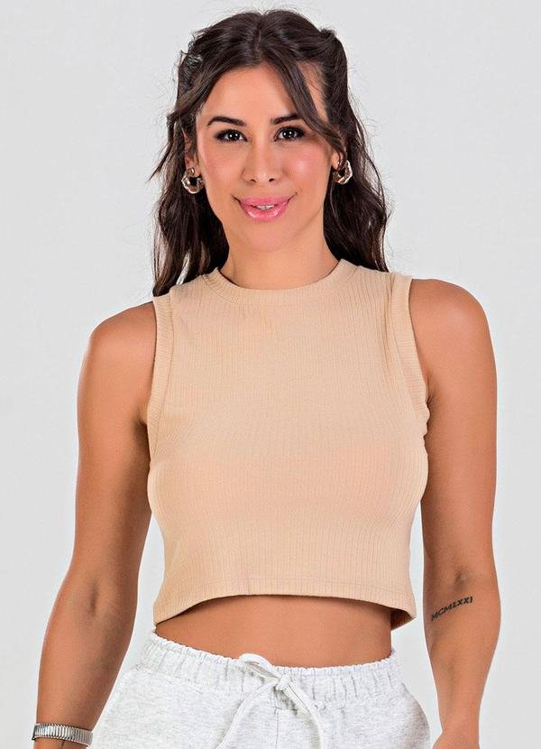 Imagem principal Blusa Cropped Regata Canelada Cappuccino Meu Jeans Meu Jeans