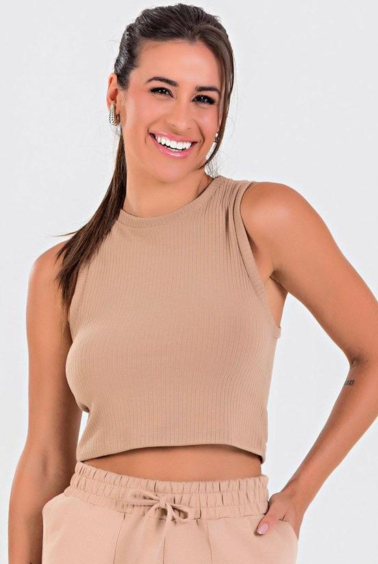 Imagem principal Blusa Cropped Regata Canelada Terra Meu Jeans Meu Jeans