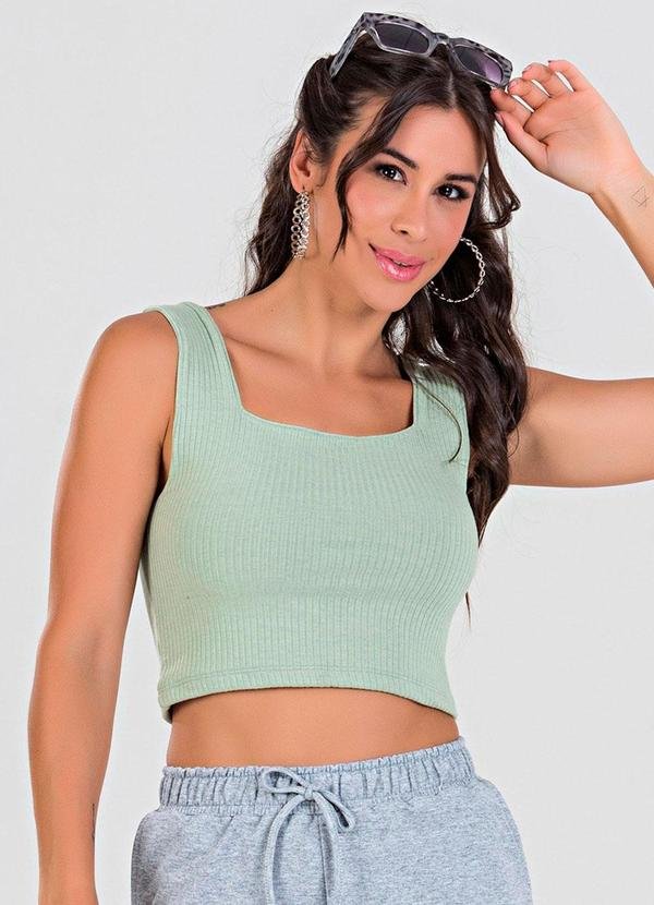 Imagem principal Blusa Cropped Ribana Canelada Verde Pistache Meu Jeans Meu Jeans