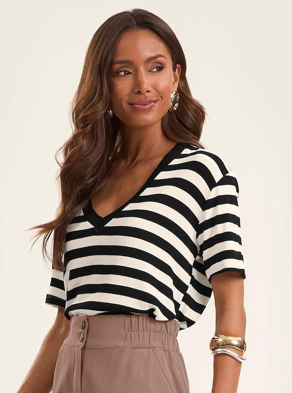 Blusa Feminina em Ribana de Viscose Preto