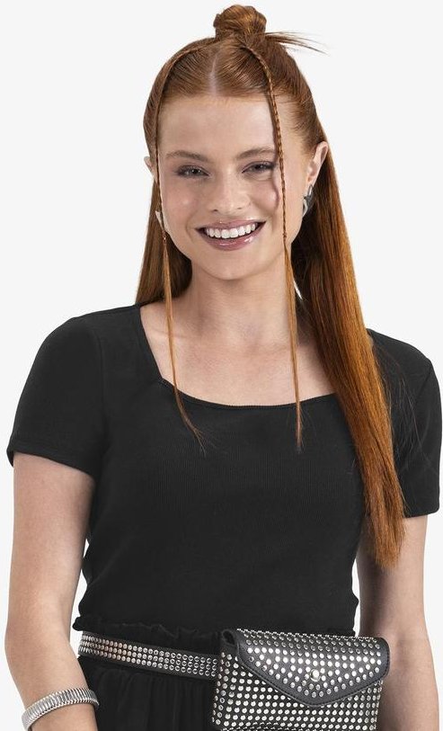 Imagem principal Blusa Juvenil Manga Curta em Ribana Preto MINTY MINTY