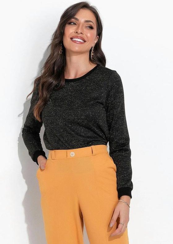 Imagem principal Blusa Preto em Moletom Metalizado Moda Pop Moda Pop