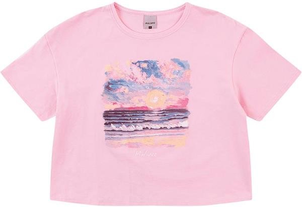 Imagem principal Camiseta Cropped Pôr do Sol Rosa Pastel Malwee Malwee
