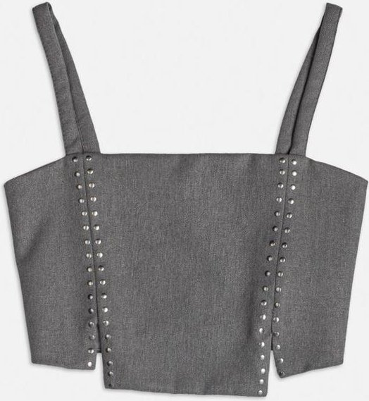 Cropped Cinza com Strass Cinza