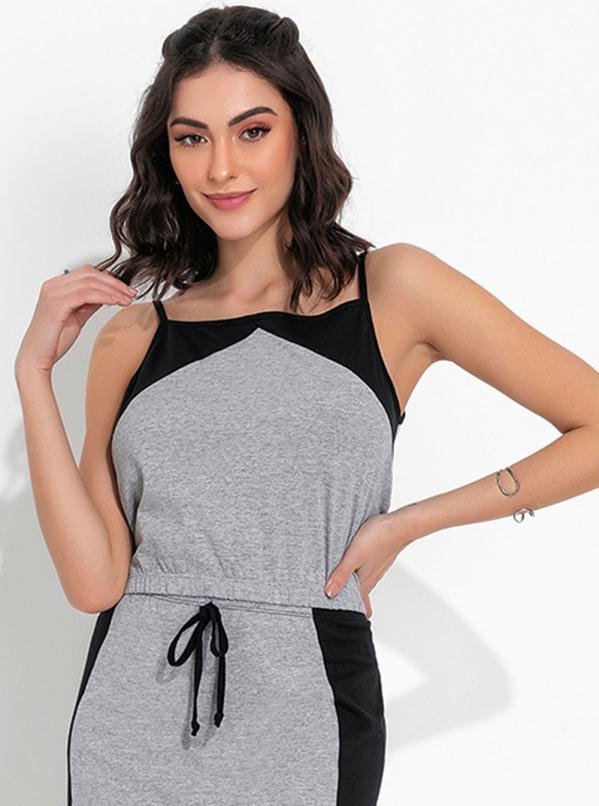 Imagem principal Cropped Mescla e Preta de Alças com Recortes Moda Pop Moda Pop