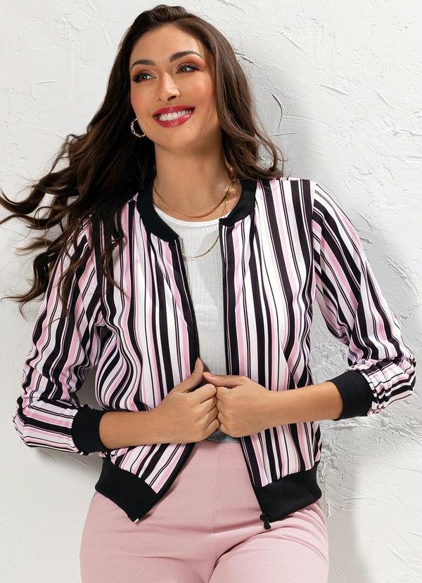 Imagem principal Jaqueta Bomber Listrada Rosa Moda Pop Moda Pop