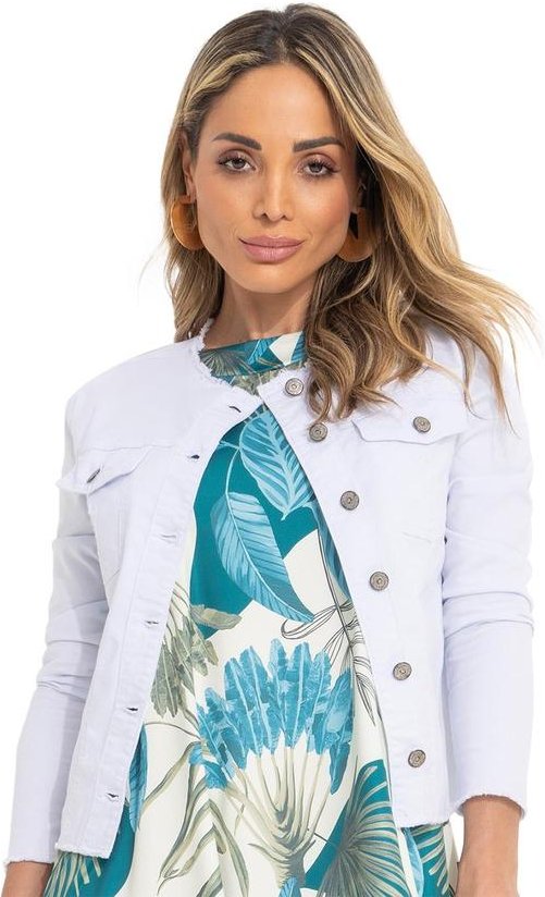 Jaqueta Branca com Barra Desfiada